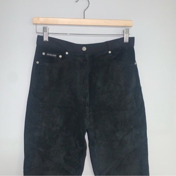 Escalade Suede Pants Women’s Size‎ Medium Black Vintage Front High Waisted Paris - Picture 2 of 11